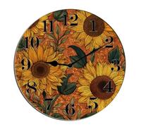Horienteeon Orologio da parete rustico girasoli estivo floreale in legno da cucina decorazione da scrivania decorativi a batteria orologi per soggiorno camera da letto bagno fattoria negozio hotel
