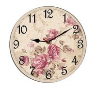 Horienteeon Orologio da parete vintage con rose in stile francese floreale in legno da scrivania decorazione da cucina orologi decorativi a batteria per soggiorno camera da letto bagno fattoria