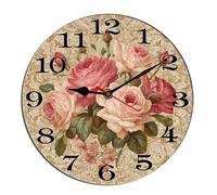 Horienteeon Orologio da parete vintage rosa fattoria primavera floreale Capodanno per cucina bagno silenzioso senza ticchettio orologio decorativo a batteria casa ufficio soggiorno decorazione rotonda