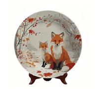 Horienteeon Piatti decorativi da appendere alla parete con volpe autunnale, foresta e volpe, piatti decorativi per cucina, sala da pranzo, decorazione per la casa, hotel, bar, camera da letto, rotondo