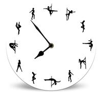 Horienteeon Pole Dance, orologio da parete decorativo a batteria, 25 cm, rotondo, per amanti della danza, silenzioso, senza ticchettio, per soggiorno, cucina, bagno, camera da letto, ufficio o scuola