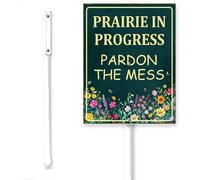 Horienteeon Prairie In Progress Pardon The Mess Yard Sign With Stake No Poop and Pee Neighborhood Lawn Rustproof Farm Party Portico Street Wildflowers Outdoor Aluminium Decoration 20,3 x 30,5 cm