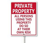 Horienteeon Private Property - All Persons Using This Property Do So At Their Own Risk Yard Sign with Stakes 20 × 30 cm, robusto cartello in alluminio, cartello scolastico, segno di proprietà