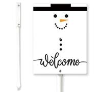 Horienteeon Pupazzo di neve Welcome Yard Sign con pali 20 × 30 cm, robusto cartello in alluminio antiruggine, decorazioni per cartello di buon Natale, cartelli in metallo per Capodanno decorazione
