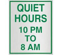 Horienteeon Quiet Hours 10 Pm to 8 Am Cartello in alluminio Quiet Hours Sign 20,3 x 30,5 cm Street Rustproof No Parking Signs For Driveway Farm Walkway Ground Portico Decorazioni in alluminio