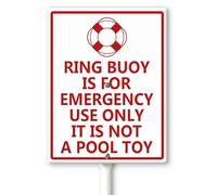 Horienteeon Ring Buoy Is For Emergency Use Only, It Is Not A Pool Toy Yard Sign con paletti 17,5 × 22 cm, cartello per nuoto, robusto cartello in alluminio, cartello per le regole della piscina,