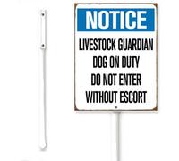 Horienteeon Segnale di cane guardiano del bestiame in servizio con palo proprietà privata non trasgredire traffico stradale avviso di attenzione decorazione in alluminio antiruggine prato erba per