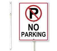 Horienteeon Segnale "No Parking Yard con paletti", 20 cm x 30 cm, robusto cartello in alluminio antiruggine, proprietà privata, senza parcheggio, disabili, vialetto, non bloccare, segnali di