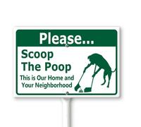 Horienteeon Segnale per cortile con paletti, 30 x 20 cm, robusto cartello in alluminio antiruggine, con scritta "Please - Scoop The Poop, This Is Our Home And Your Neighborhood Yard Signs", Keep Pets