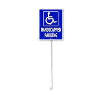 Horienteeon Segnali di parcheggio per disabili con paletto, 11,5 x 15 cm, cartello per disabili, cartello in alluminio robusto, cartello per strada, proprietà private, cartello per parcheggio per