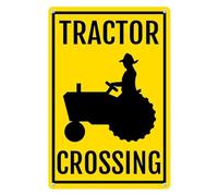 Horienteeon Segnali in alluminio con trattore che attraversano 30 x 40 cm, robusti cartelli in metallo in alluminio antiruggine, segnale di avvertimento segnali di sicurezza rallentano cartello per