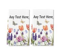 Horienteeon Set di 2 asciugamani da cucina con fiori personalizzati, design il tuo testo su un lato, asciugamani personalizzati per cognome, regali primaverili personalizzabili strofinacci/asciugamani