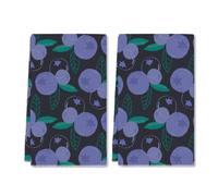 Horienteeon Set di 2 asciugamani da cucina viola con motivo mirtillo, asciugamani da cucina stagionali verde scuro, perfetti per regali di inaugurazione della casa, 40 x 60 cm, regali decorativi per