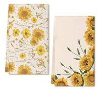 Horienteeon Set di 2 strofinacci da cucina con motivo girasole, decorazioni con girasole, strofinacci/asciugamani per la decorazione della casa in campagna, regalo di inaugurazione della casa, 60 x 40