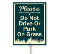 Horienteeon Si prega di non guidare o parcheggiare sull'erba cartello da cortile con paletti 17,5 × 22 cm, robusto cartello in alluminio antiruggine, nessun parcheggio erba segni prato facile da