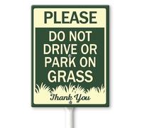 Horienteeon Si prega di non guidare o parcheggiare sull'erba cartello da cortile con paletti 20 x 30 cm, robusto cartello in alluminio antiruggine, Keep Off The Grass Yard Sign, Stay Off Grass Signs,