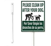 Horienteeon Si prega di pulire dopo il vostro cane cartello da cortile con palo No Poop Dog bilingue vicinato strada affari Attenzione decorazione in alluminio antiruggine robusta placca per esterni
