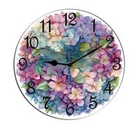 Horienteeon Simpatico orologio da parete a forma di libellula ortensia floreale in legno da cucina decorazione da scrivania orologio decorativo a batteria per soggiorno camera da letto bagno fattoria