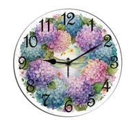 Horienteeon Simpatico orologio da parete a forma di libellula ortensia floreale in legno da scrivania decorazione per cucina orologi decorativi a batteria per soggiorno camera da letto bagno fattoria