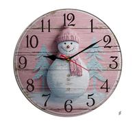 Horienteeon Simpatico orologio da parete con pupazzo di neve natalizio invernale in legno da scrivania decorazione da cucina orologi decorativi a batteria per soggiorno camera da letto bagno fattoria