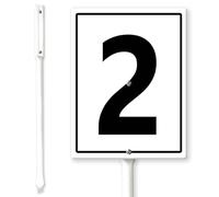 Horienteeon Targa con numero 2 metri, numero civico con paletti, 11,5 x 12 cm, robusta targa in alluminio antiruggine, con numero di indirizzo, per cortile esterno