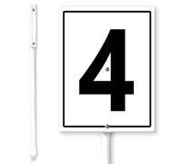 Horienteeon Targa con numero 4 metri, numero civico con paletti, 17,5 x 22 cm, in alluminio robusto, antiruggine, con numero di indirizzo, per cortile esterno