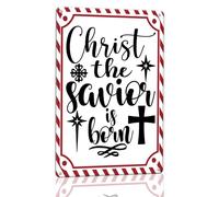 Horienteeon Targa in alluminio con scritta "Christ the Savior Is Born", 20 x 30 cm, robusta targa da parete in alluminio, regalo artistico cristiano, presepe, decorazione religiosa da parete per casa