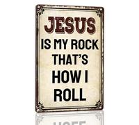 Horienteeon Targa in alluminio con scritta in lingua inglese "Jesus Is My Rock That's How I Roll", 20 x 30 cm, robusta targa in alluminio antiruggine, cartello natalizio con Gesù, decorazione
