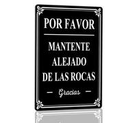 Horienteeon Targa in alluminio con scritta "Por Favor Manténte Alejado De Las Rocas Please Keep Off The Rocks", 20 x 30 cm, robusta targa in alluminio, antiruggine, con scritta "Falling Rocks", in