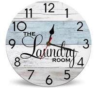 Horienteeon The Laundry Room Orologio da parete silenzioso senza ticchettio a batteria 25 cm, rotondo, decorazione per lavanderia, orologio da parete per cucina, soggiorno, regalo di inaugurazione