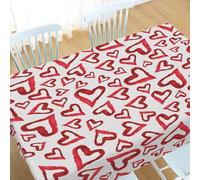 Horienteeon Tovaglia rettangolare per San Valentino, tovaglia rossa e bianca a forma di cuore, impermeabile e lavabile, per feste a buffet, feste, cene, feste, 152 x 228 cm