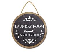 Horienteeon Ymaotrade Laundry Today Or Naked Tomorrow - Targa rotonda in legno rustica per lavanderia, divertente cartello per lavanderia, decorazione da parete rustica per bagno, 28 cm
