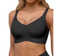 HORISUN Reggiseni Senza Cuciture Reggiseno Push up Wireless a Copertura Totale per Donne Comode Bralette di Supporto con Scollo a V (Nero 3XL)