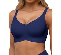 HORISUN Reggiseno da donna senza ferretto, Comfy comodo, senza cuciture, push-up bralette per grandi seni con spalline larghe, morbido senza cuciture, classico reggiseno da donna, Blu mare, M