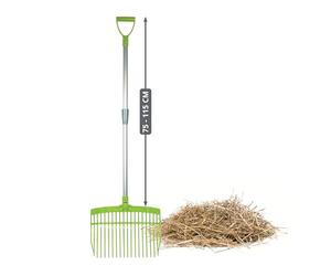 horizont forca svedese con manico in alluminio regolabile 75-115 cm - forca per letame leggera e robusta per bambini e adulti - ergonomica e resistente alle intemperie - forca per fieno