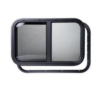 Horizontal RV Window, 762mm x 508mm Tinted Sliding Camper Window with Net Screen and Trim Ring, DOT Certified, Replacement for RVs and Trailers