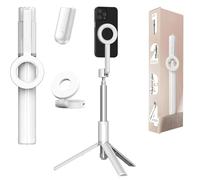 Horizum Magnetic Phone Tripod, 360° Rotation Phone Stand, 57''/67'' Extendable Portable Selfie Stick with Wireless Remote for iPhone, for Video Recording (White with Light,67 IN)
