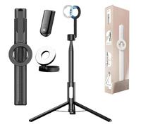 Horizum Magnetic Phone Tripod, 360° Rotation Phone Stand, 57''/67'' Extendable Portable Selfie Stick with Wireless Remote for iPhone, for Video Recording (Black with Light,67 IN)