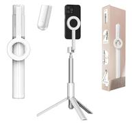 Horizum Magnetic Phone Tripod, 360° Rotation Phone Stand, 57''/67'' Extendable Portable Selfie Stick with Wireless Remote for iPhone, for Video Recording (White,57 IN)