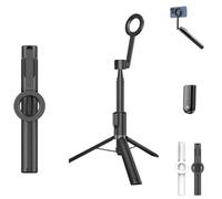 Horizum Magnetic Phone Tripod, 57" Extendable Selfie Stick with Wireless Remote for iPhone, 360° Rotation Phone Stand for Video Recording & Vlogging - Portable Travel Tripod (Black)