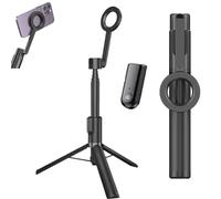 Horizum Magnetic Phone Tripod, Extendable Selfie Stick 360 Suction Phone Tripod with Light, for Travel & Video Recording & Vlogging (black,57 in)