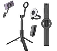 Horizum Magnetic Phone Tripod, Extendable Selfie Stick 360 Suction Phone Tripod with Light, for Travel & Video Recording & Vlogging (black+light,57 in)