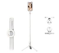 Horizum Magnetic Phone Tripod, Extendable Selfie Stick, Portable Travel Tripod, Travel Stand with Remote, 360° Rotation Phone Stand, for Video Recording, Selfie, Live Streaming (52in White)