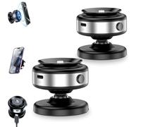 Horizum Suction Phone Tripod, 360° Rotating Adjustable Suction Cup, Strong and stable electric vacuum adjustable magnetic phone holder, Vehicle-mountable (2Pcs Silver)