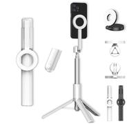 Horizum - Treppiede magnetico per telefono, bastone per selfie estensibile da 1,6 m, con telecomando, rotazione a 360°, supporto per telefono per registrazione video e vlogging (1,6 m W con luce)