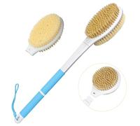 HORJOR Spazzola Schiena Doccia Rimovibile, 2 Testa Spazzole da Doccia Manico Lungo Spazzola Corpo 45cm Spazzola da Bagno per Spazzolare a Secco o Bagnato, Esfoliazione Spazzola per Lavare la Schiena