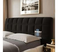 HORLSKI Copritestata Del Letto Con Protezione Antipolvere Elasticizzata in Velluto Per Decorazione Camera Da Letto Disponibile in Singolo Matrimoniale King Queen Size,Nero,180cm