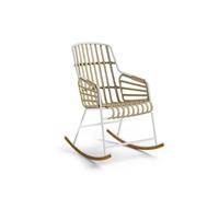 Horm Sedia a dondolo Raphia Rocking art. CM8733 con struttura in metallo e seduta in rattan - Con braccioli