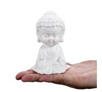 Hormsdar Fatta a mano in porcellana bianca Buddha Tea Pet Monaco Statua Kung Fu Tea Tray Decor Tea Lover's Gift Home Office Desk Feng Shui Ornamento