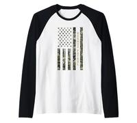 Hormuz Patrol American Flag Camouflage USA Distressed Maglia con Maniche Raglan